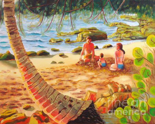 Family Day at Jobos Beach Painting