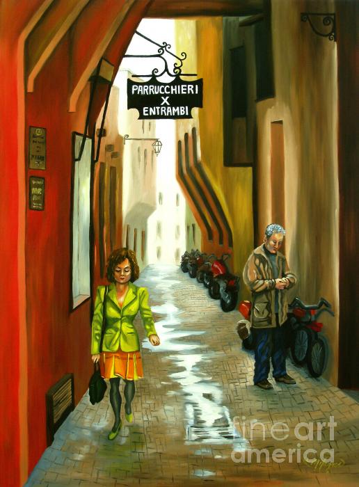 Fashion Alley in Bologna Painting