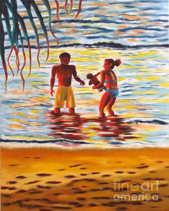 Play Day at Jobos Beach Painting